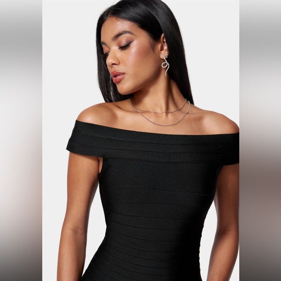 Bebe LUXE BANDAGE OFF SHOULDER GOWN - Picture 4 of 4